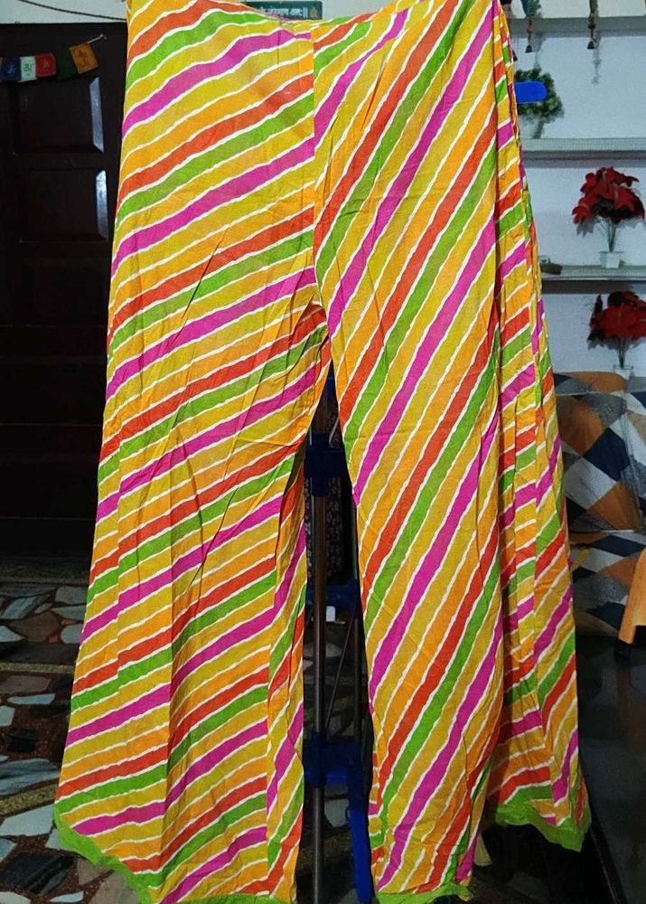 Elegant multicolor striped palazzo with dupatta