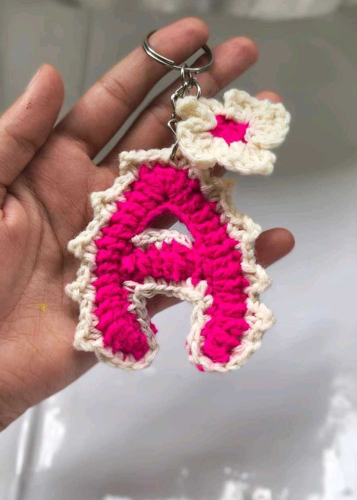 Handmade Crochet Letter A Keychain