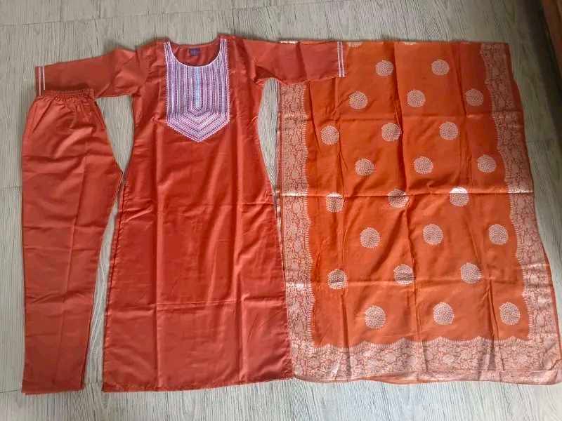 Elegant Orange Kurta Set with Dupatta