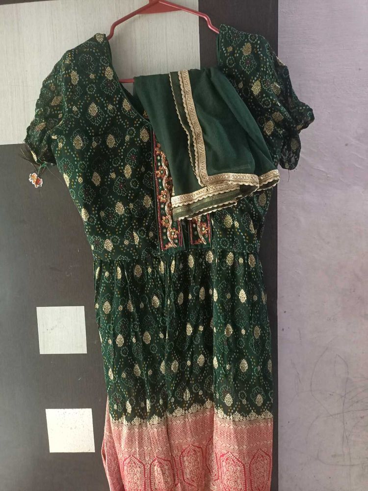 Beautiful Green Bandhani Print Lehenga Choli