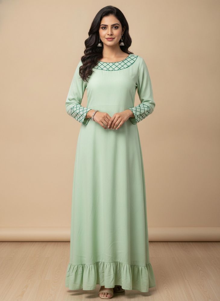 Mint Green Embroidered Maxi Dress