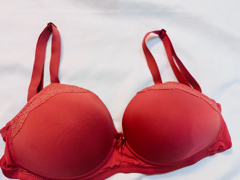 Red Bra with Lace Detail (brick colour)