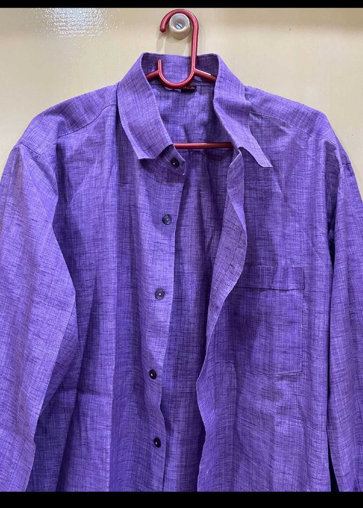 Classic Purple Linen Blend Shirt