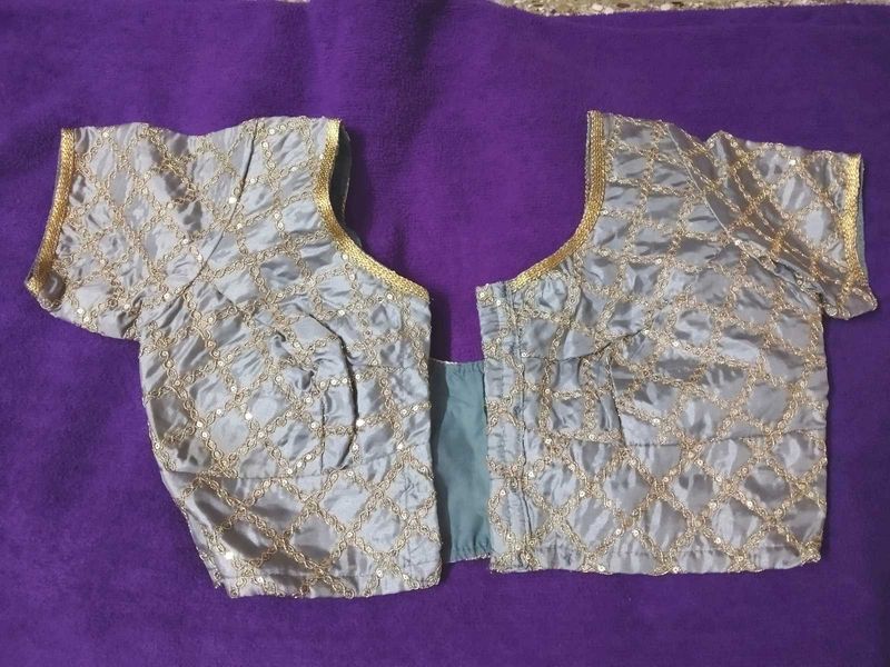 Elegant Grey Embroidered Blouse
