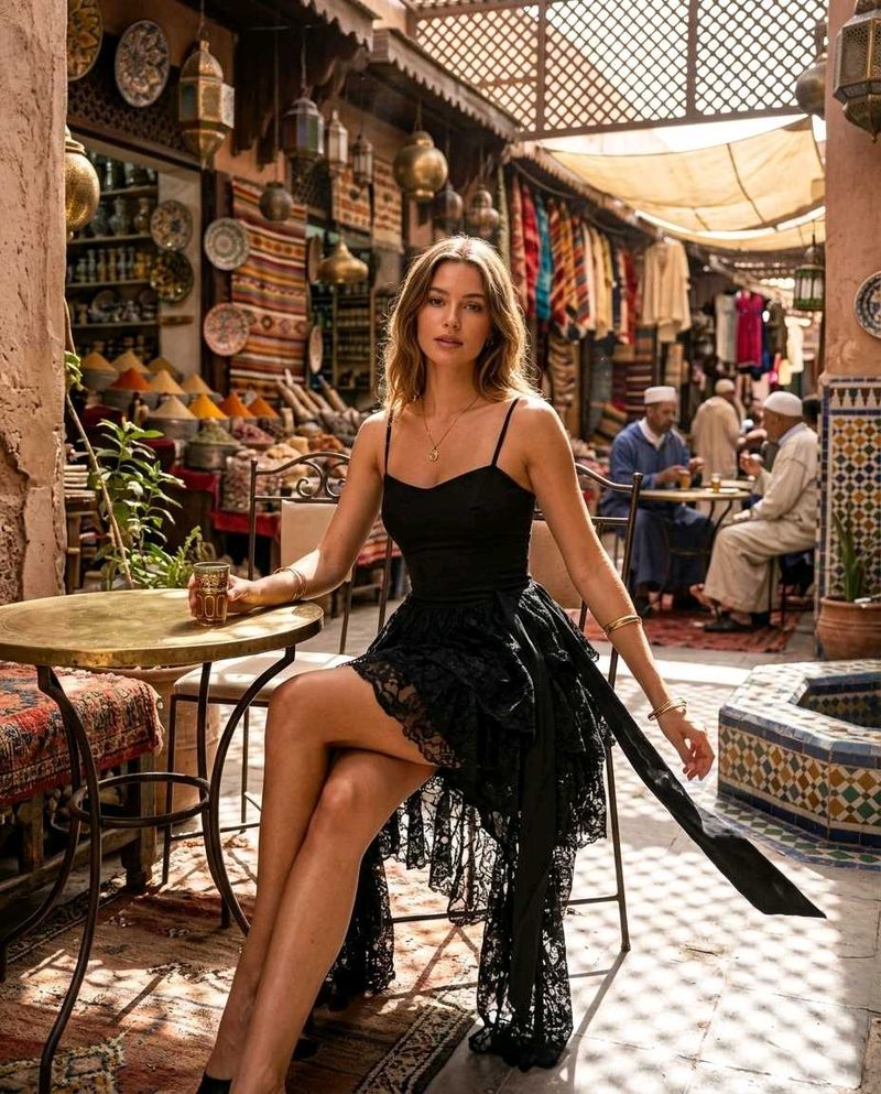 L - Elegant Black Lace Dress