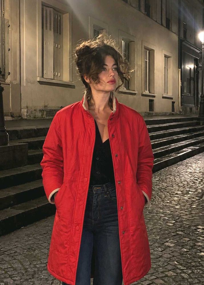 Red Quilted Outerwear  jacket 🧥✨