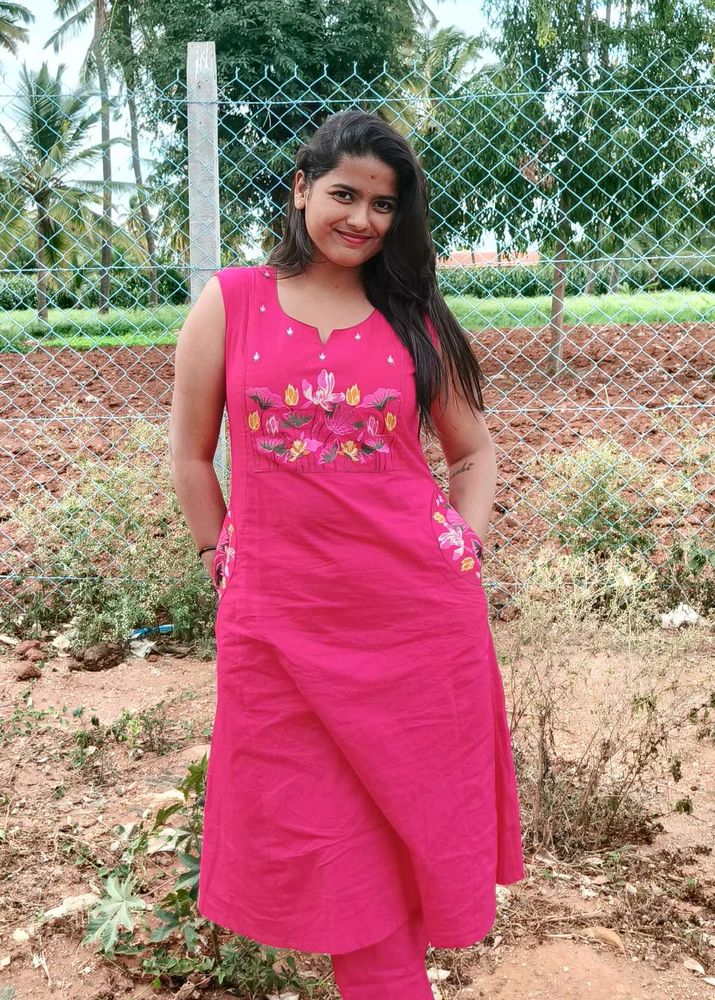 Pink Embroidered Kurta Set