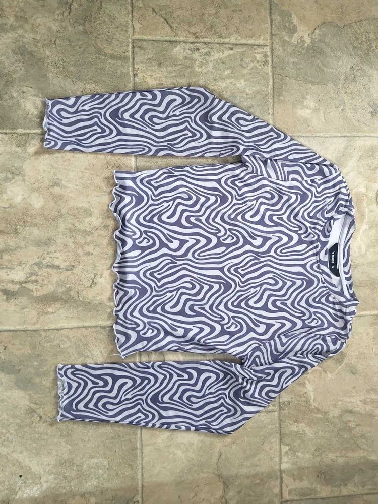 Trendy Swirl Print Long Sleeve Top
