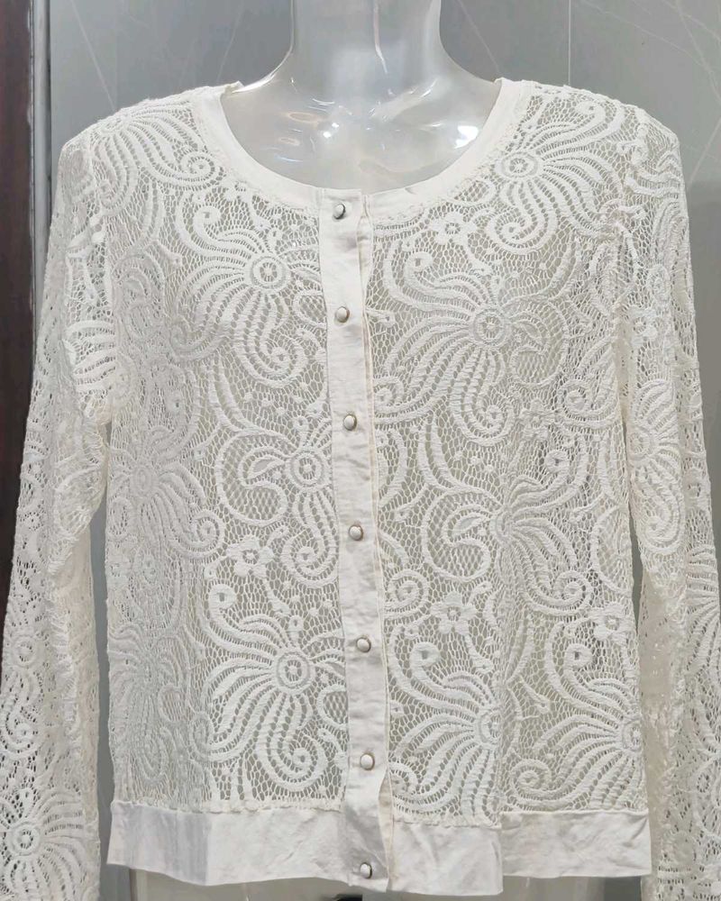 White Lace Shrug Top