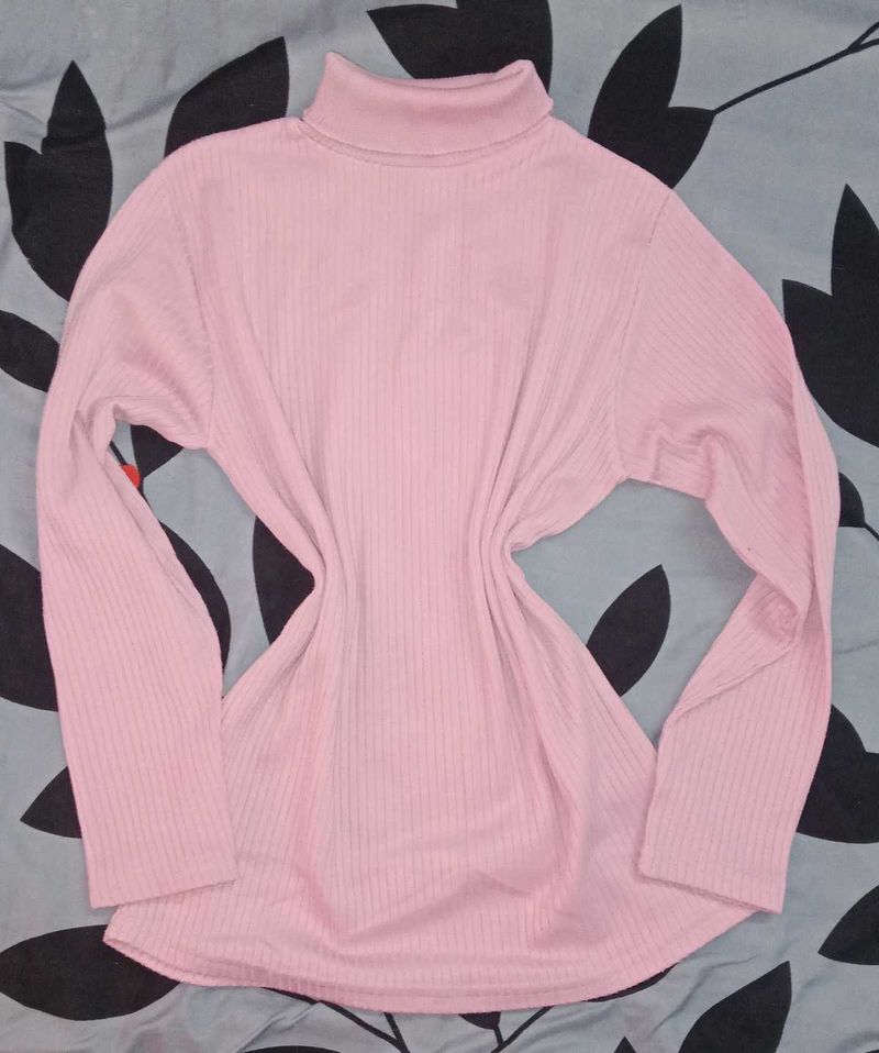 Pink Turtleneck Top