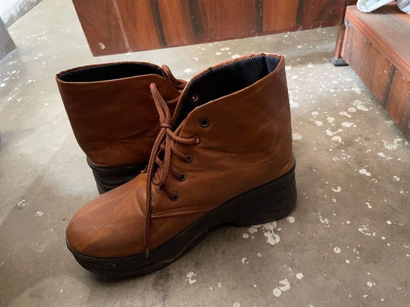 Stylish Brown Wedge Boots