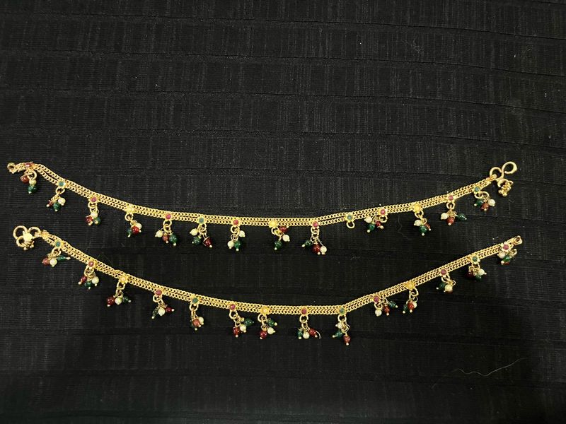 Gold Plated Anklets with Beads