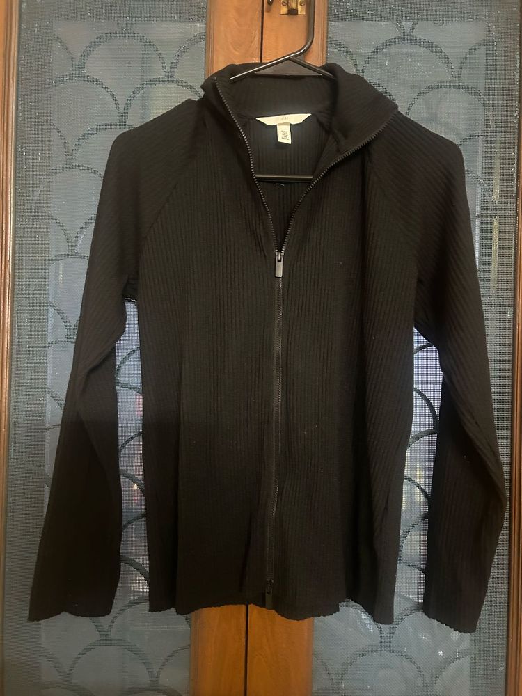 Black Zip Up Cardigan Jacket