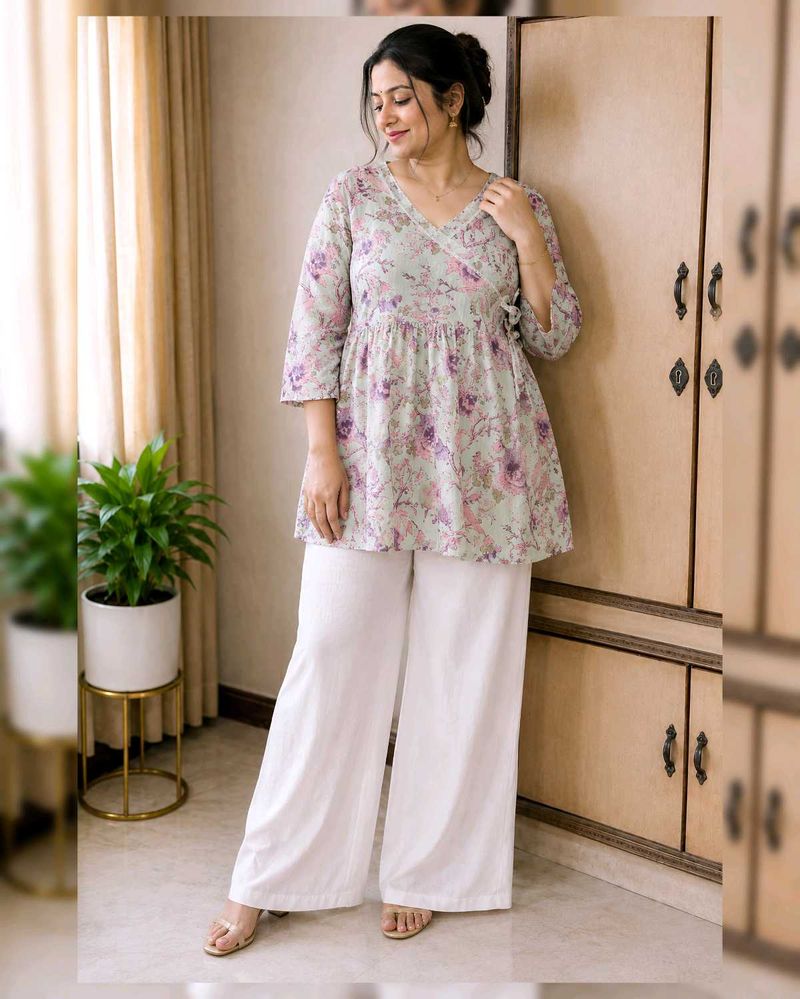 Floral Short Kurti | 100% Cotton | Bust 44 Inches