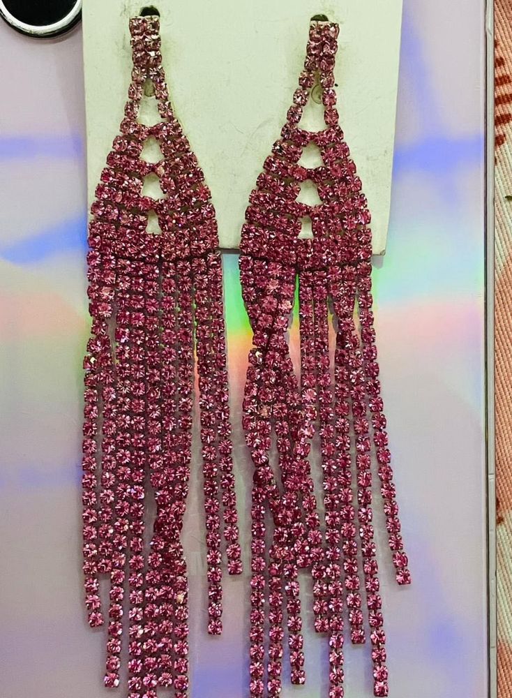 Sparkling Pink Dangle Earrings