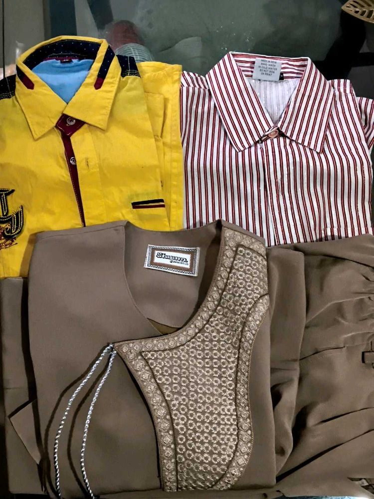 festive wear kids combo of blazer set and 2 shirts