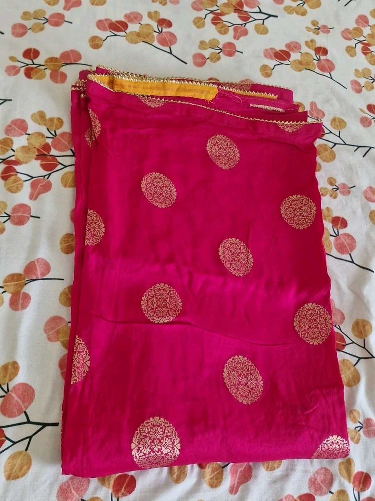 Rani pink printed georgette Saree
