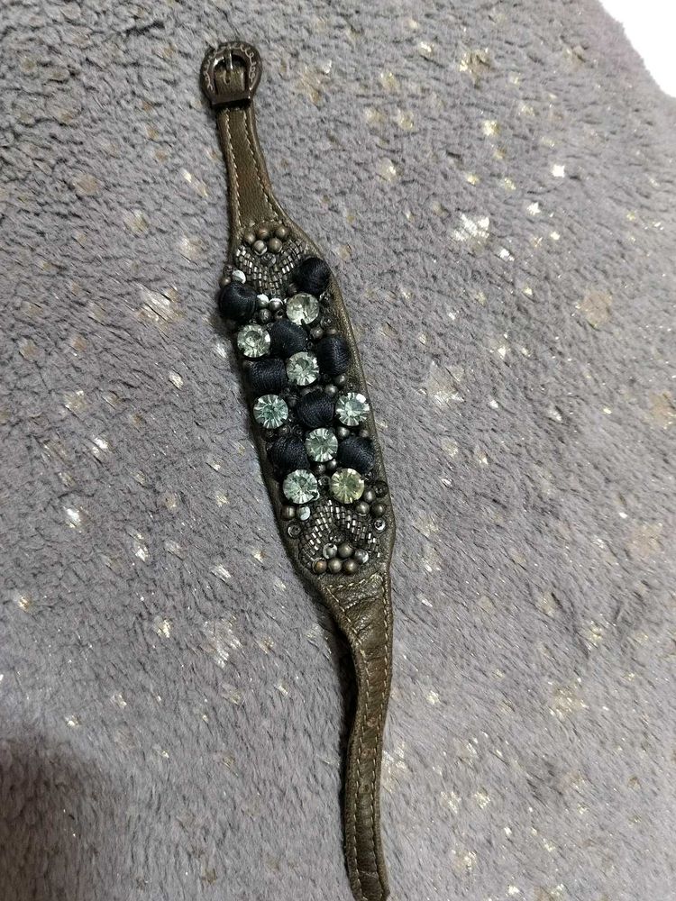 LEATHER -Embellished Statement Bracelet