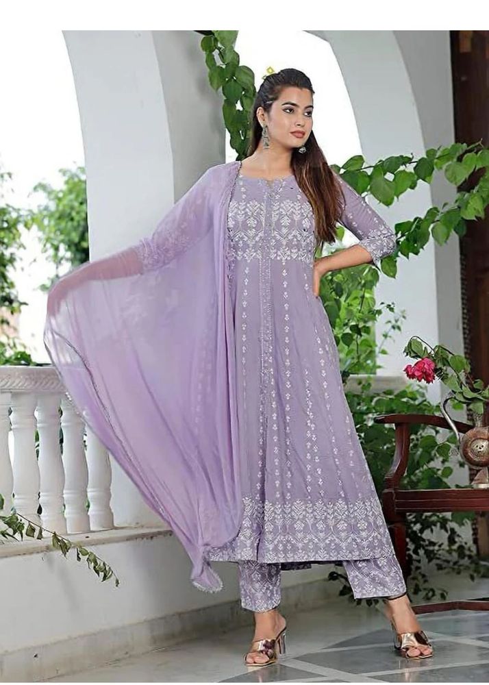 Lavender Kurta Set with Dupatta