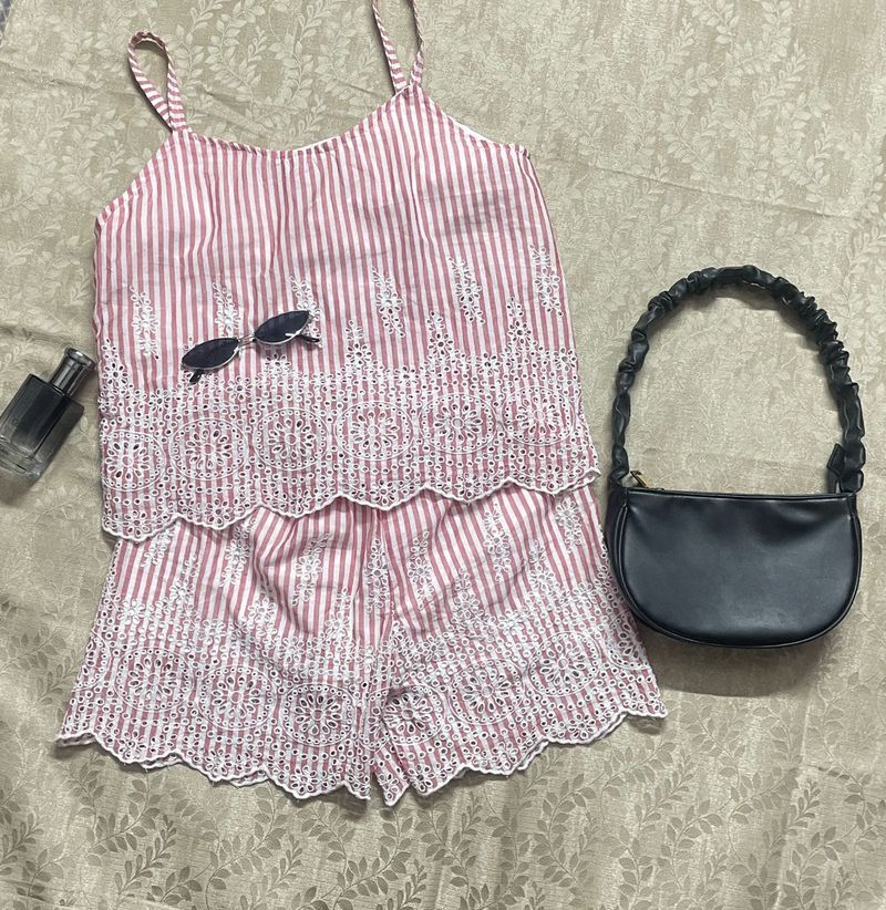 Baby Pink Striped Coord Set