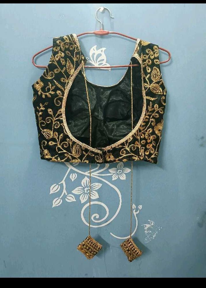 Elegant Black &amp; Gold Embroidered Blouse