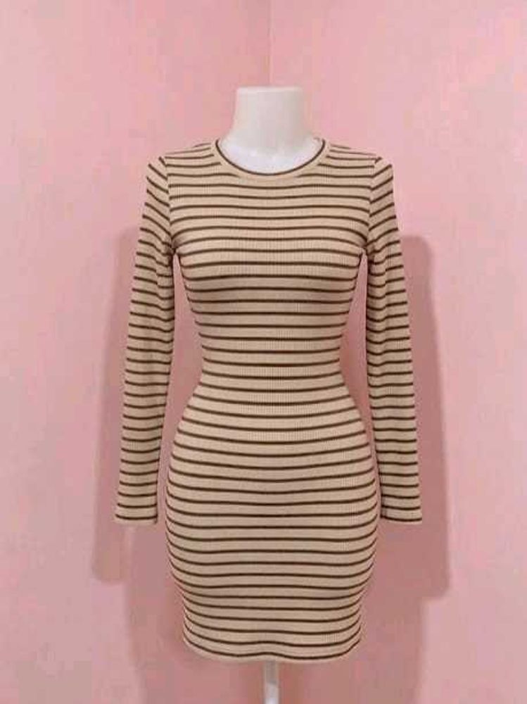 Striped Long Sleeve Bodycon Dress