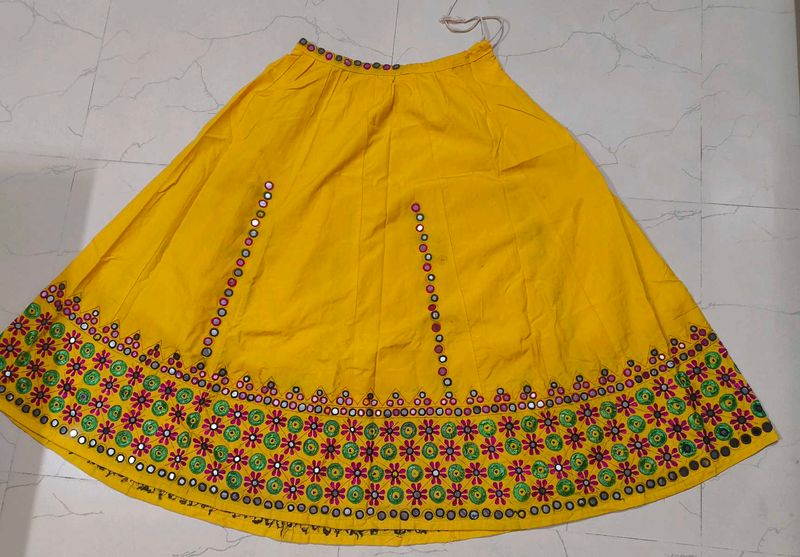 Yellow Embroidered Ethnic Skirt