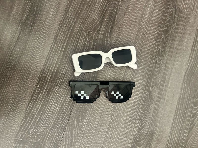 Cool White &amp; Pixel Sunglasses Set
