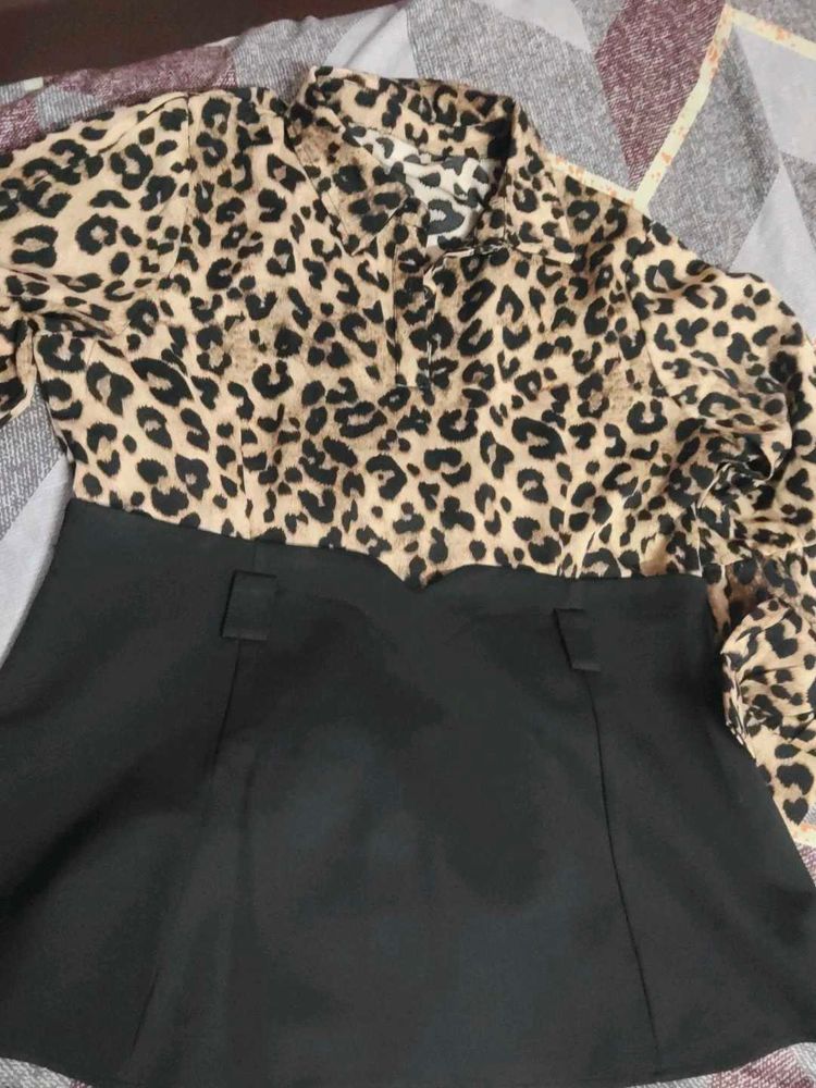 Leopard Print Shirt Dress
