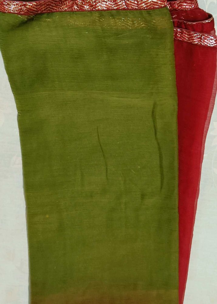 Elegant Green and Red Duptta