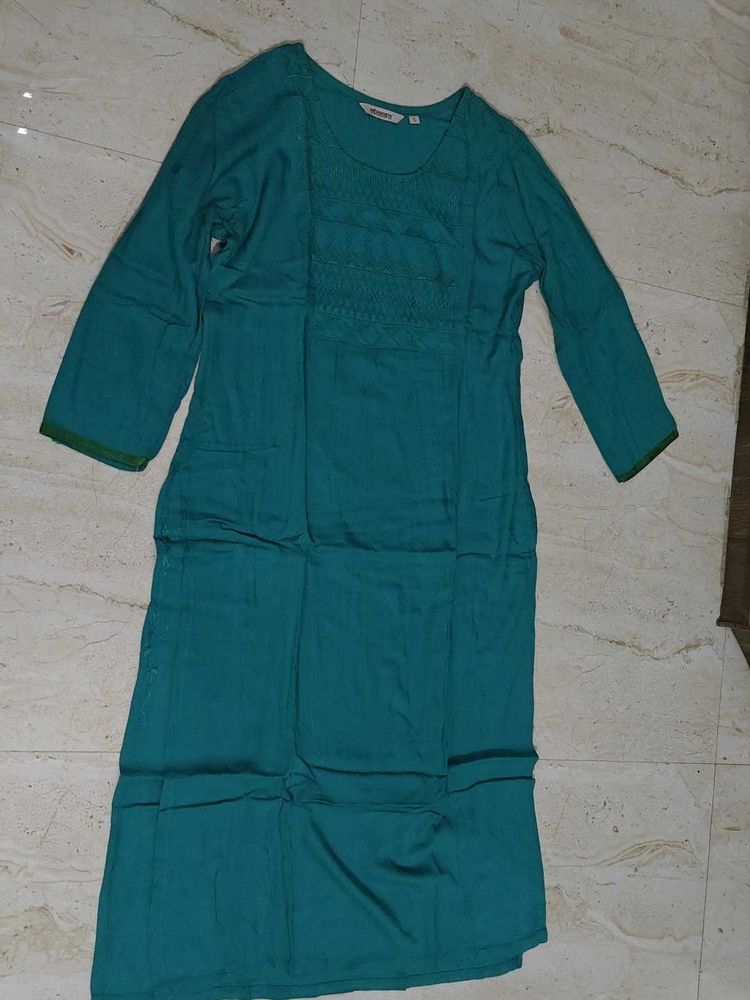 Teal Embroidered Kurta