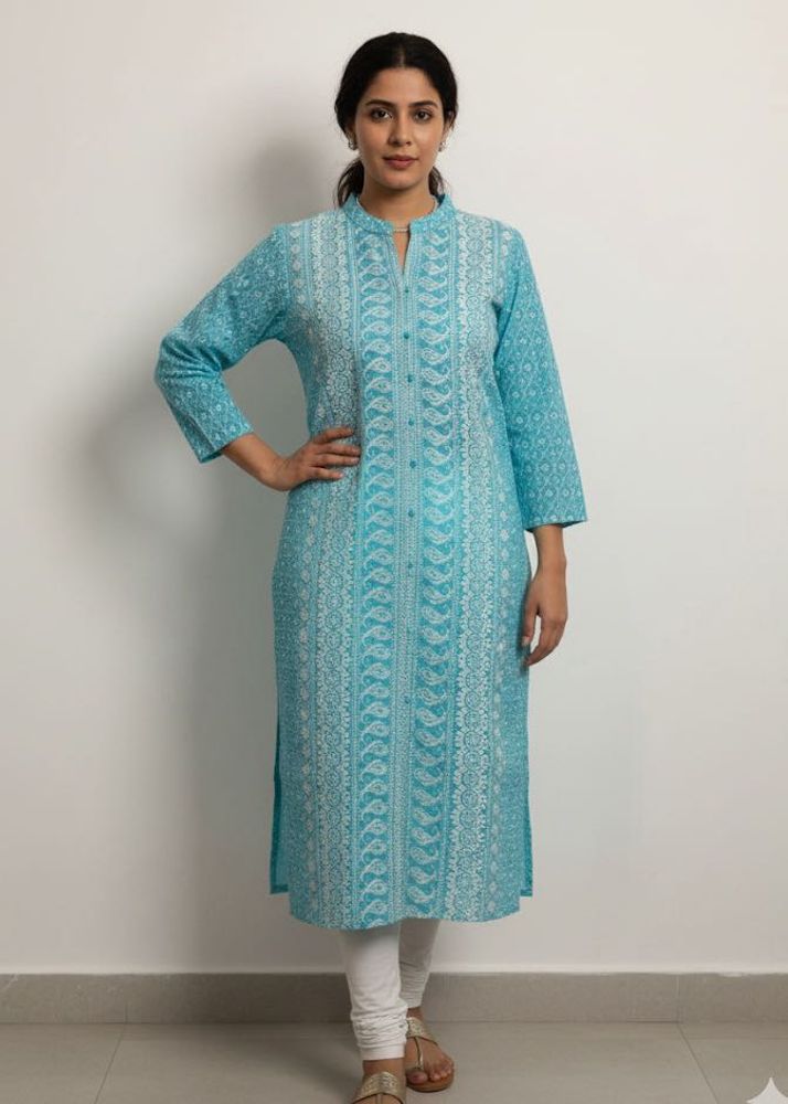 Blue Embroidered Kurti