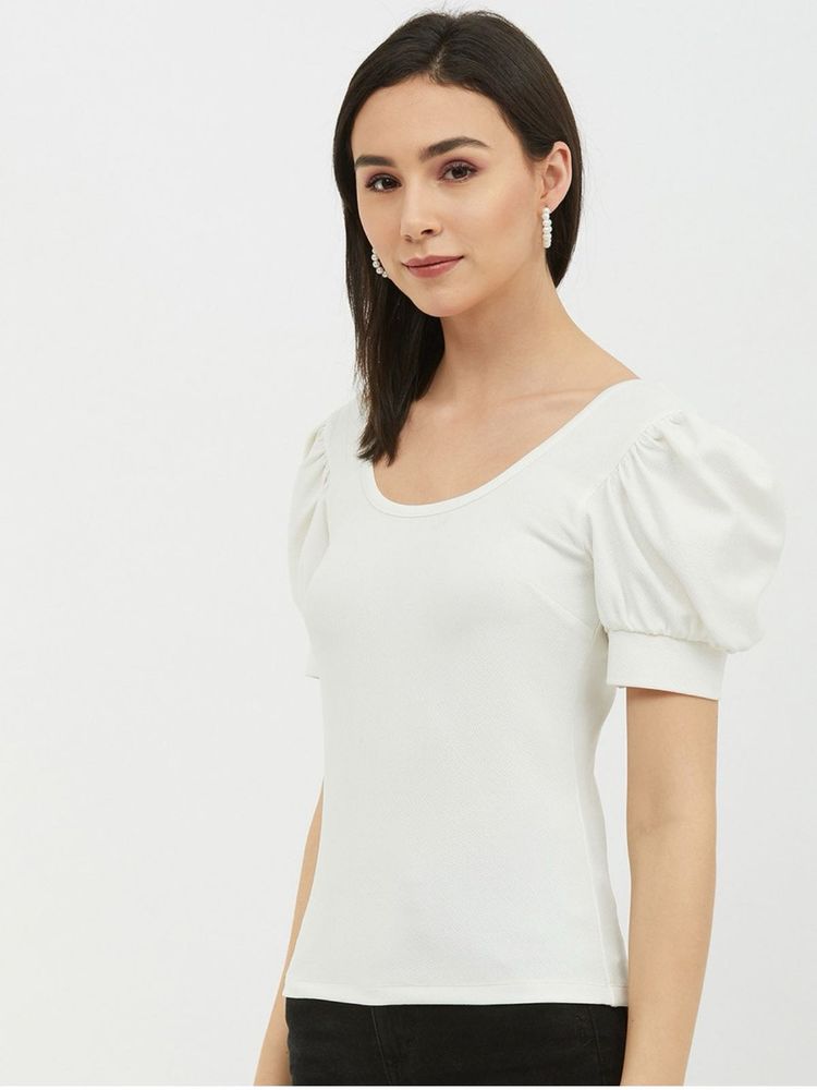 Chic White Puff Sleeve Crop Top