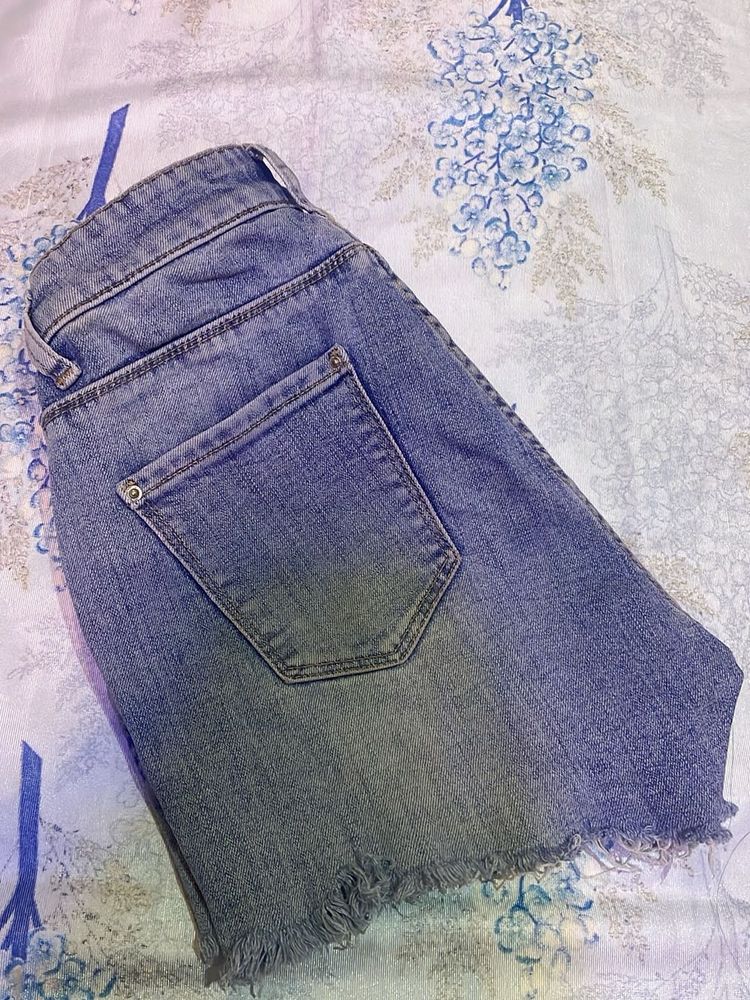 Blue Denim Cut-Off Shorts