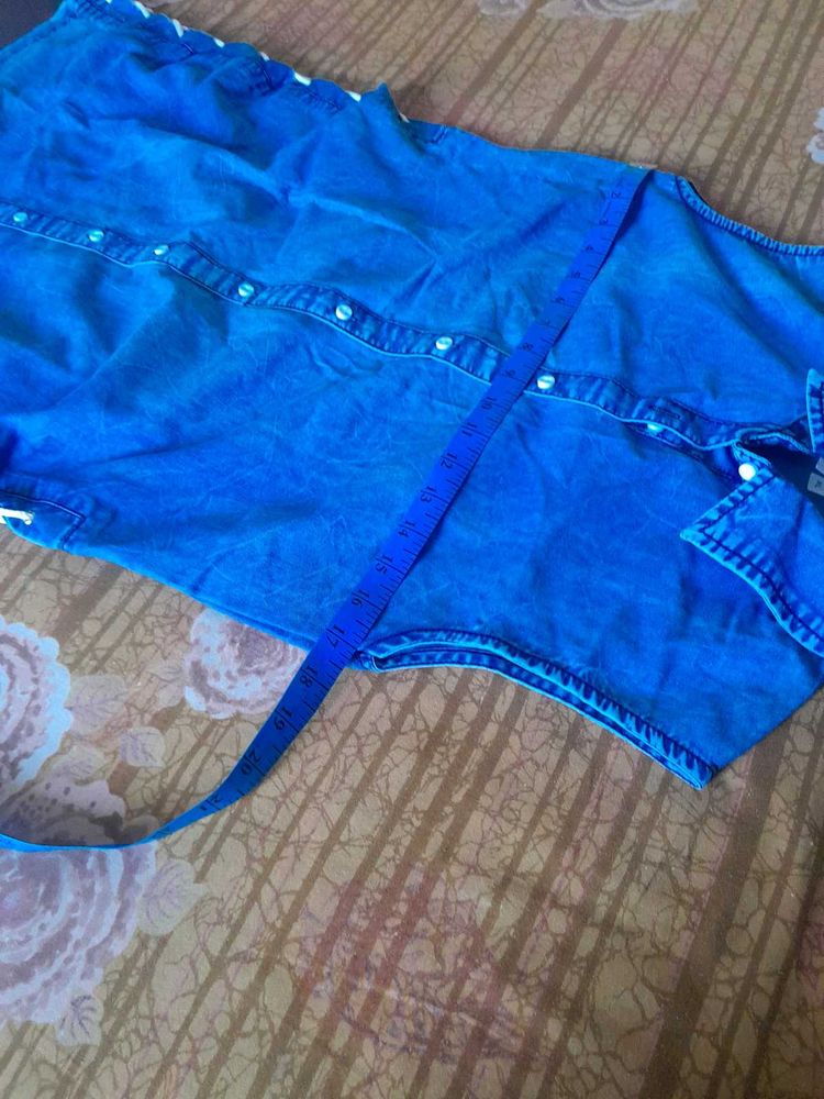 Denim Sleeveless Shirt Dress