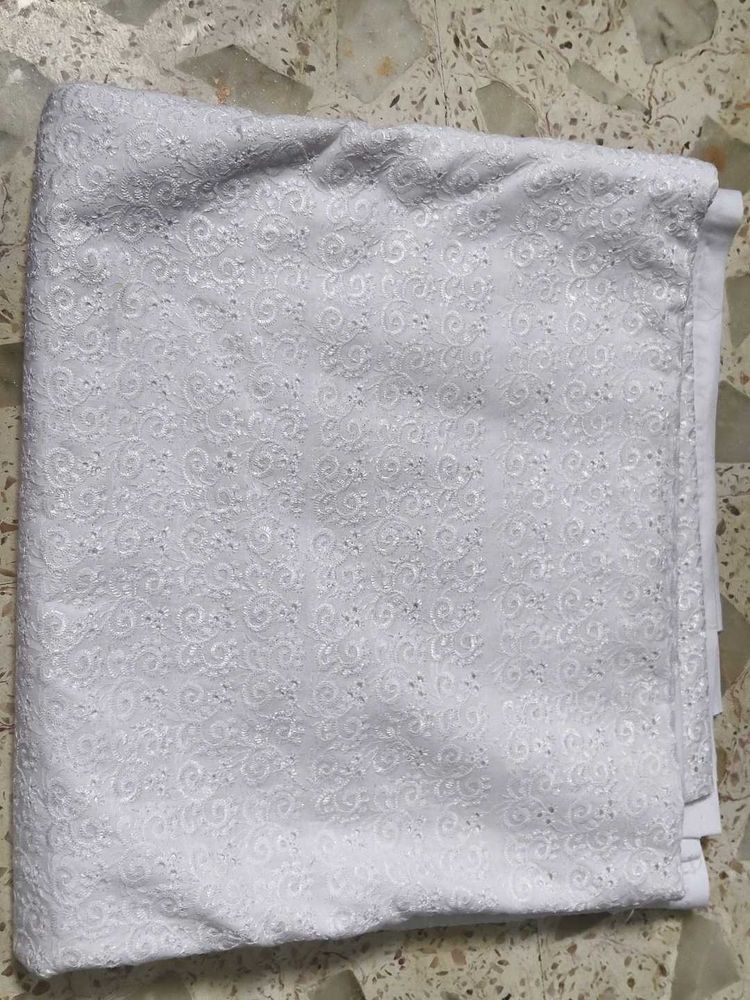 White Chikankari Dress Material