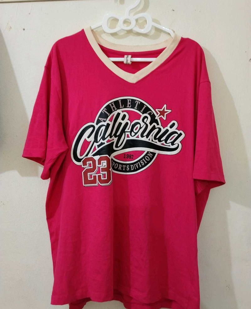 Pink Oversized Graphic T-Shirt