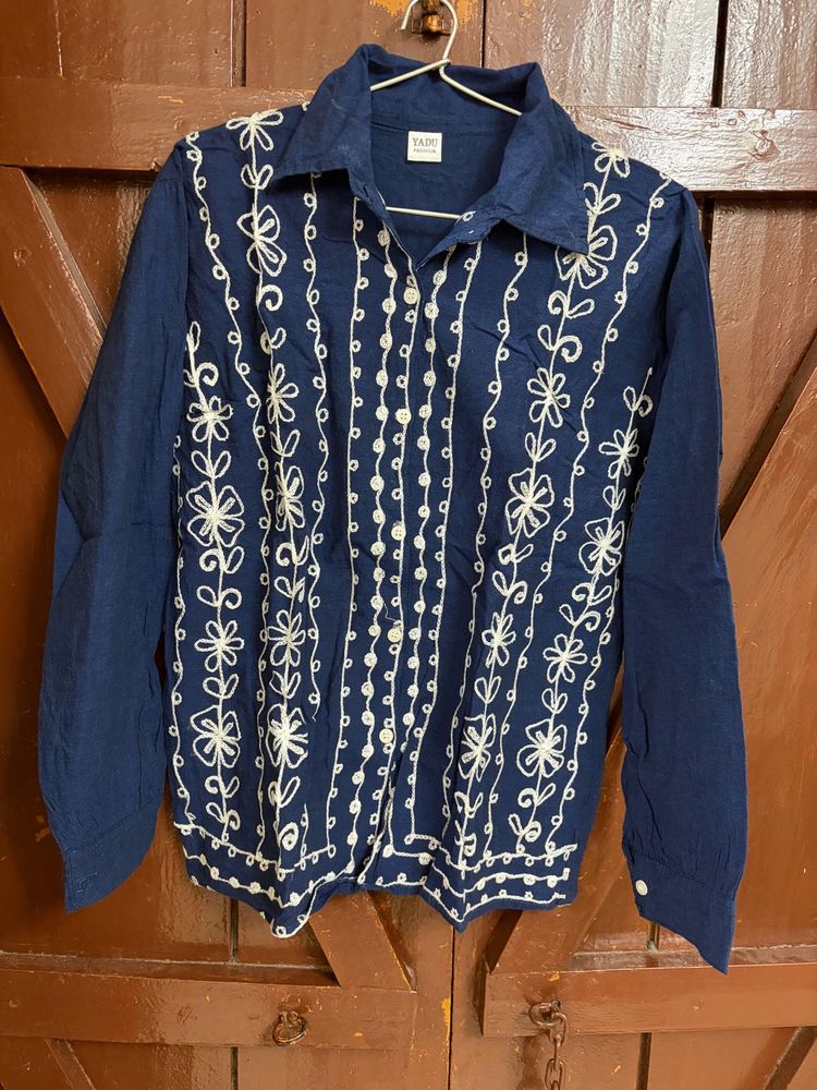 Embroidered Navy Blue co ord