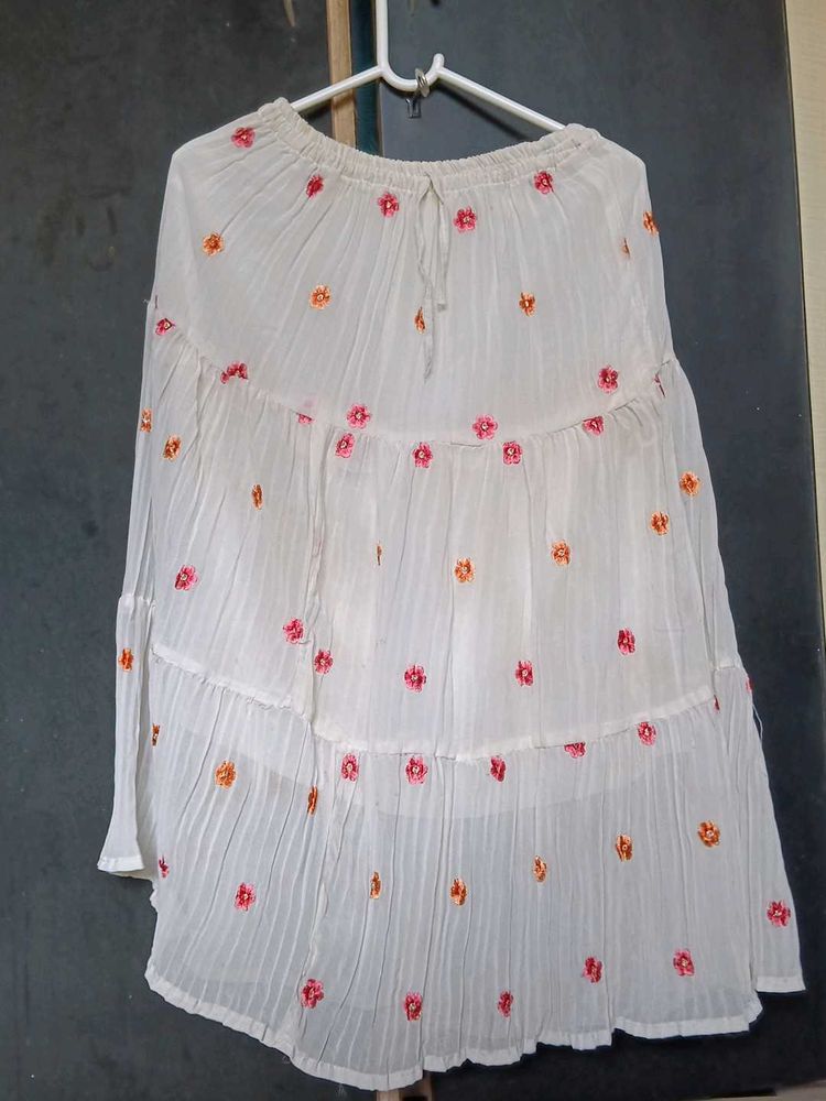 Boho Embroidered Tiered Skirt