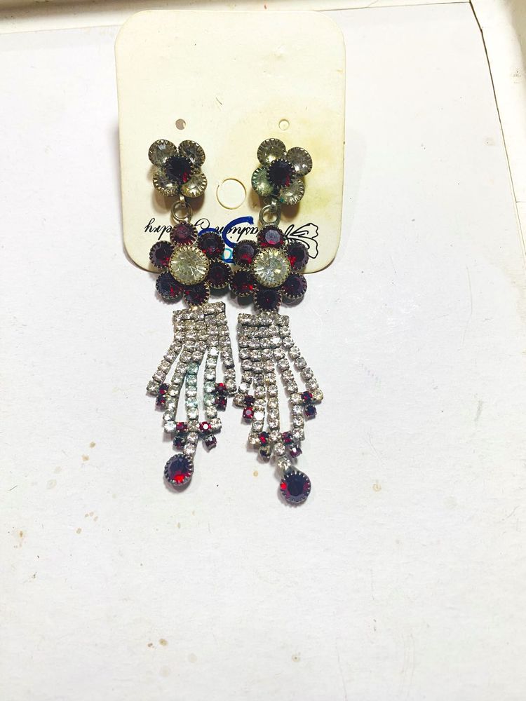 Dazzling Rhinestone Flower Drop Earrings