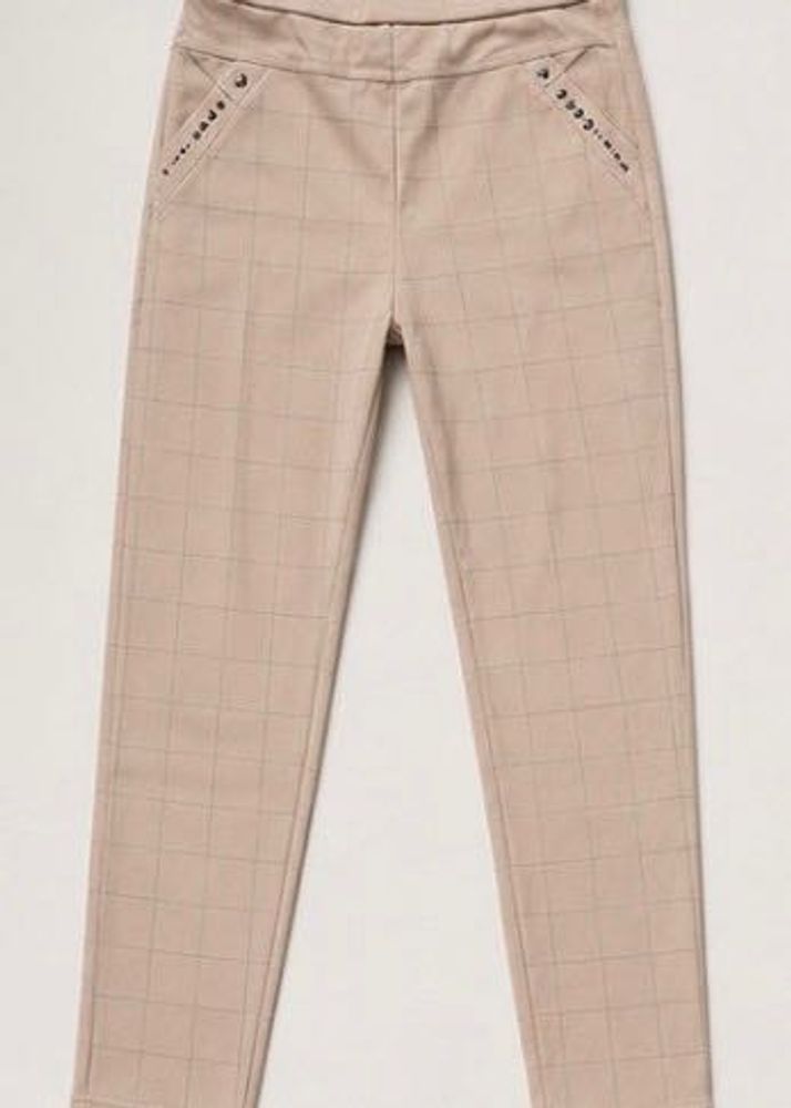 Chic Plaid Trousers with Stud Detail
