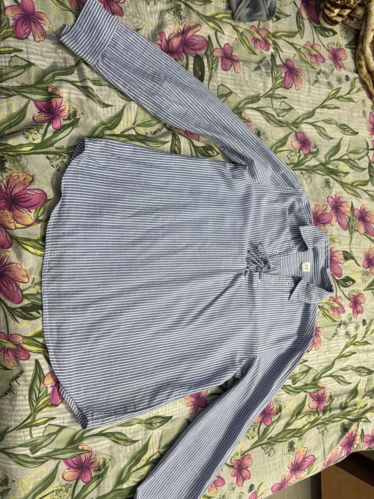 Blue Striped Button-Up Shirt