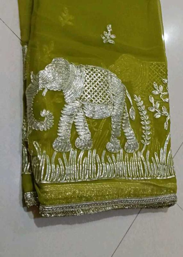 Stunning Elephant Embroidered Saree