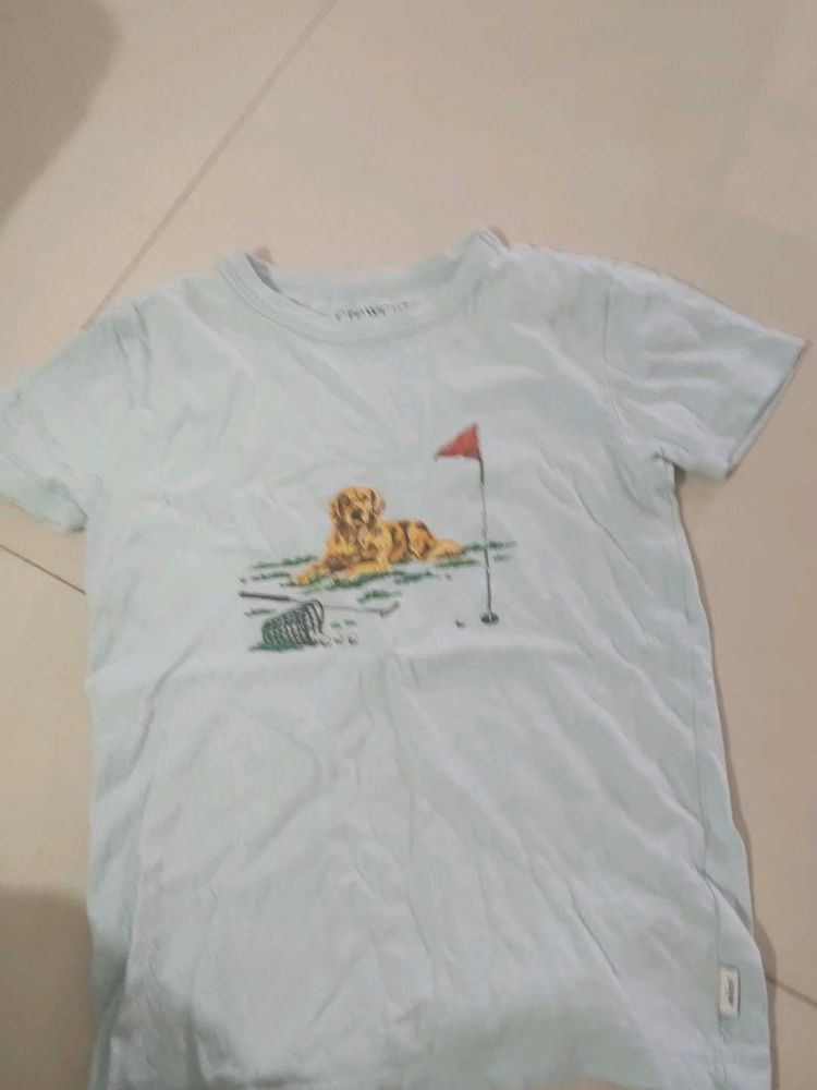 Light Blue T-Shirt with Dog Graphic