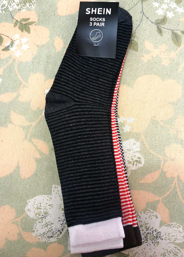 SHEIN 3 Pair Striped Socks