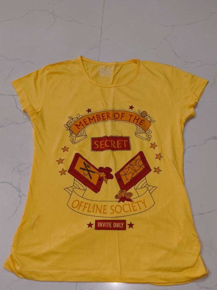 Yellow "Offline Society" Graphic Tee