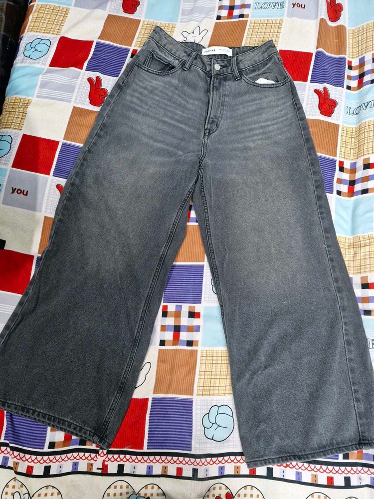 Orignal Bershka unisex Wide Leg Ash Grey Jeans