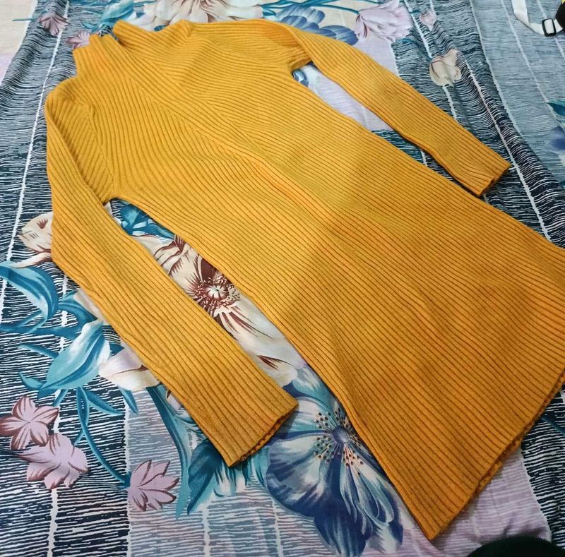 Ribbed Mustard Dress