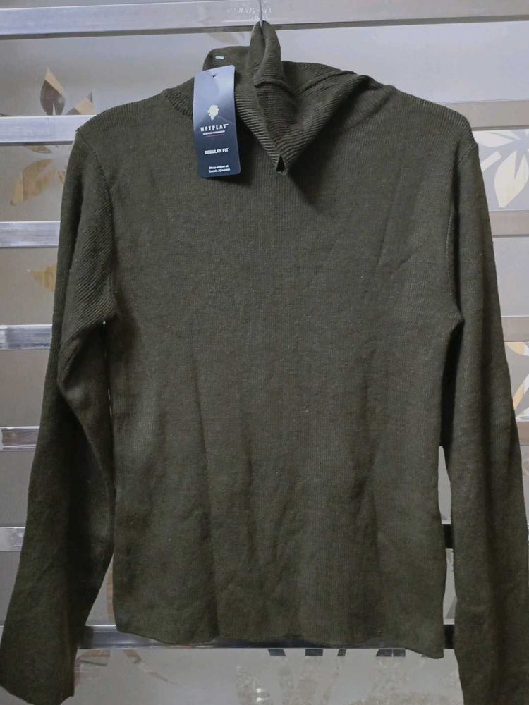 Olive Green Turtleneck Sweater