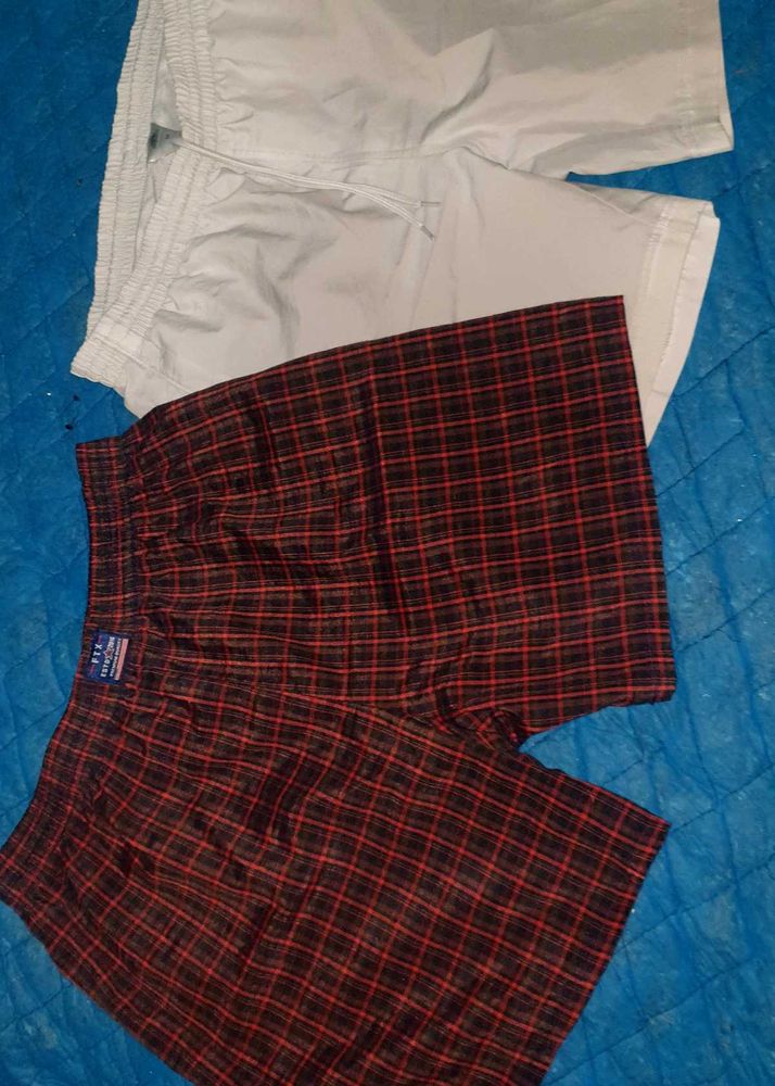 Comfy Plaid &amp; White Boxer Shorts Set 2